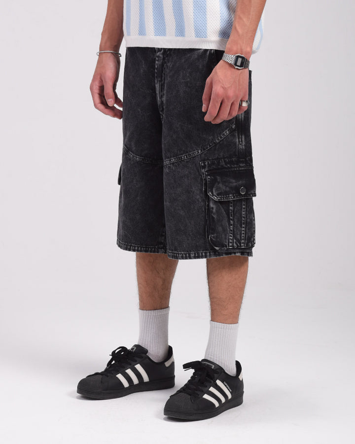 Black washed shorts