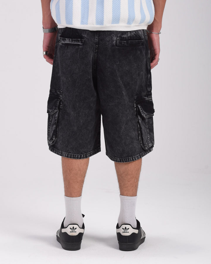 Black washed shorts
