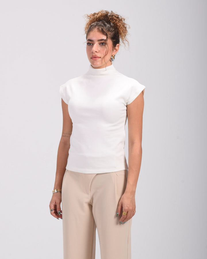 White Asian cut top