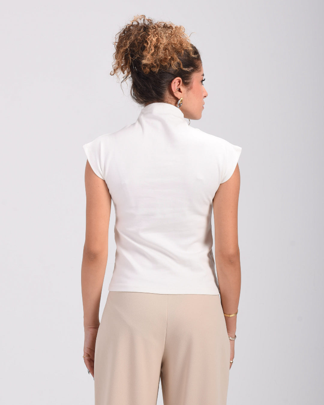 White Asian cut top