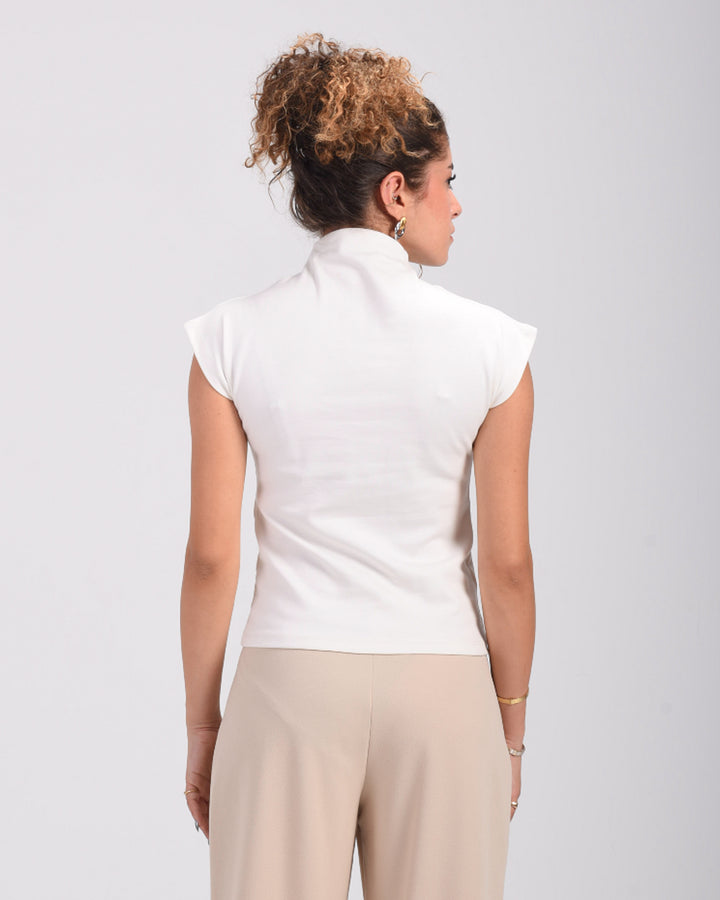 White Asian cut top
