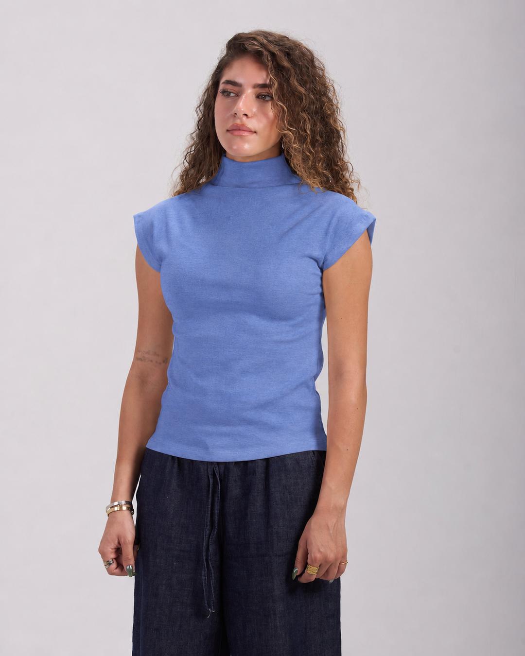 Blue Asian cut top