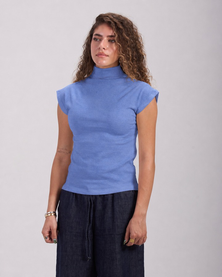 Blue Asian cut top
