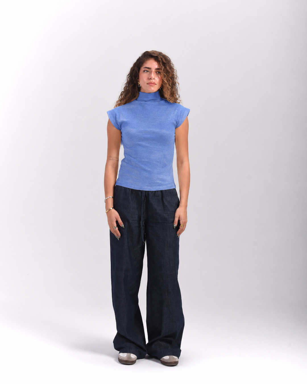 Blue Asian cut top