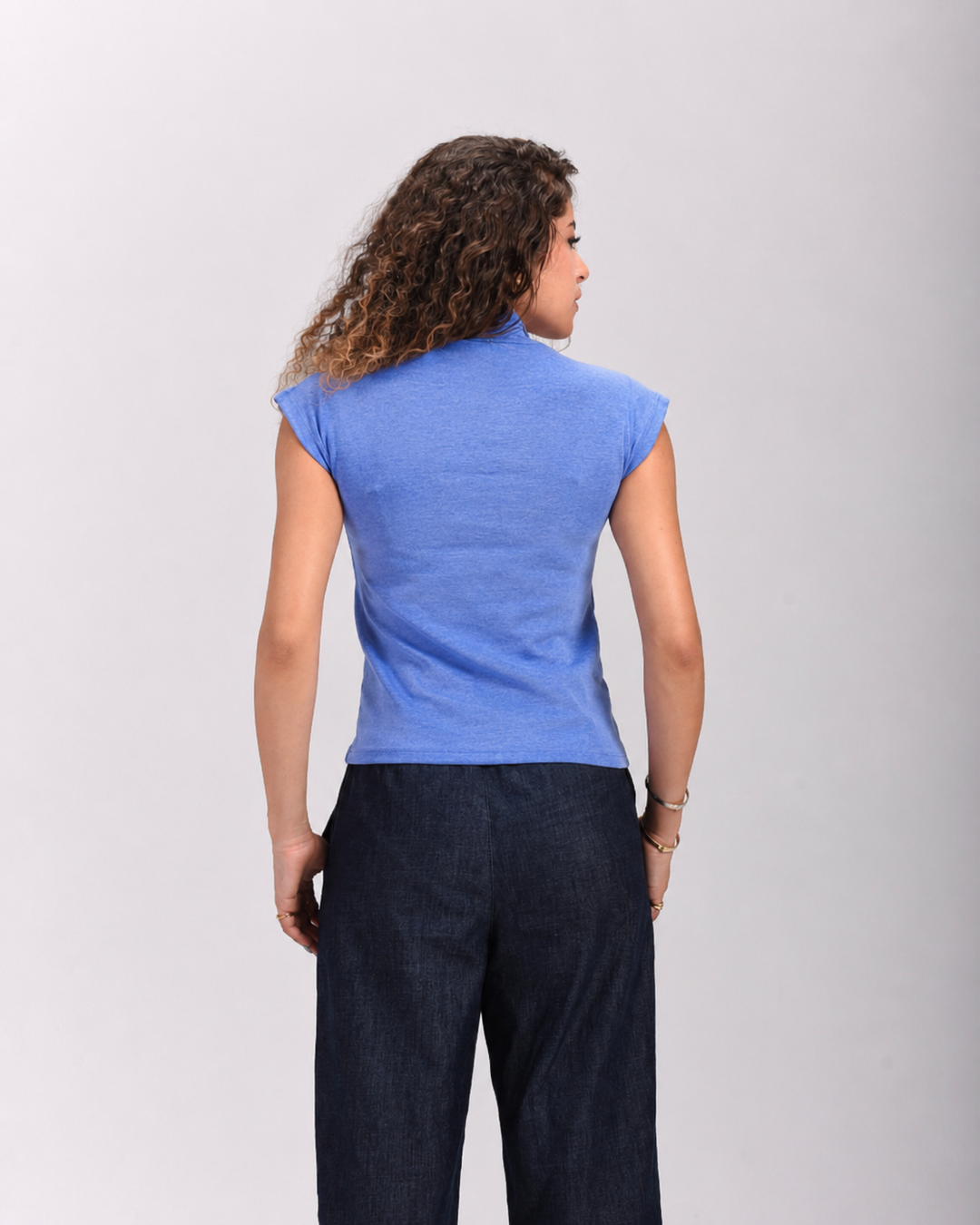 Blue Asian cut top