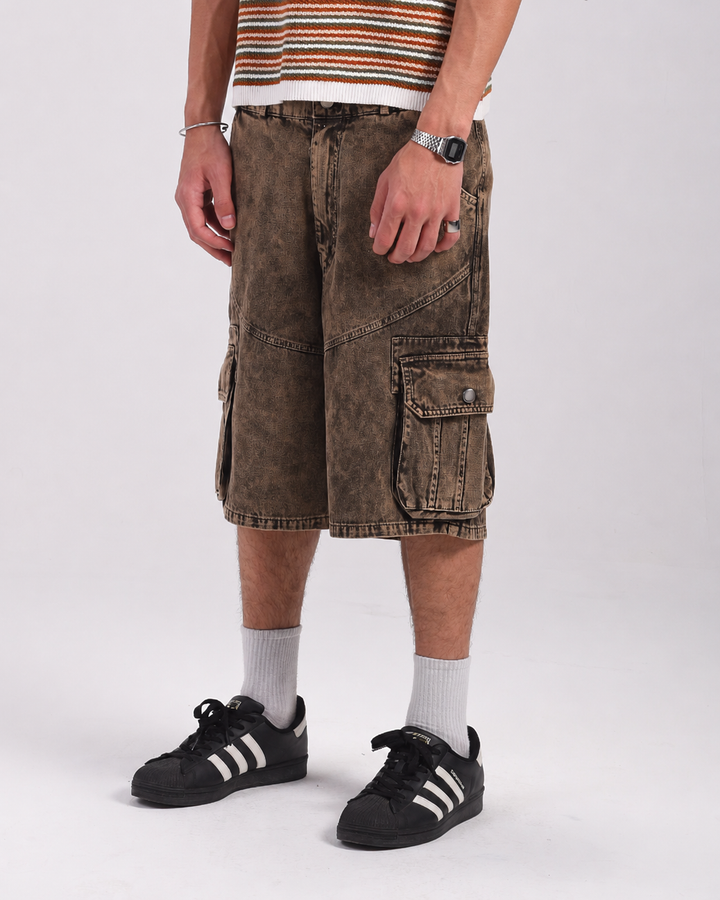 Brown washed shorts