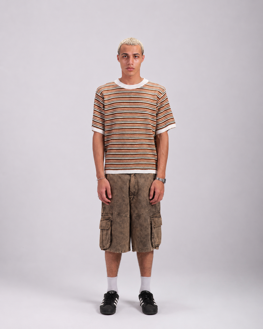 Brown washed shorts