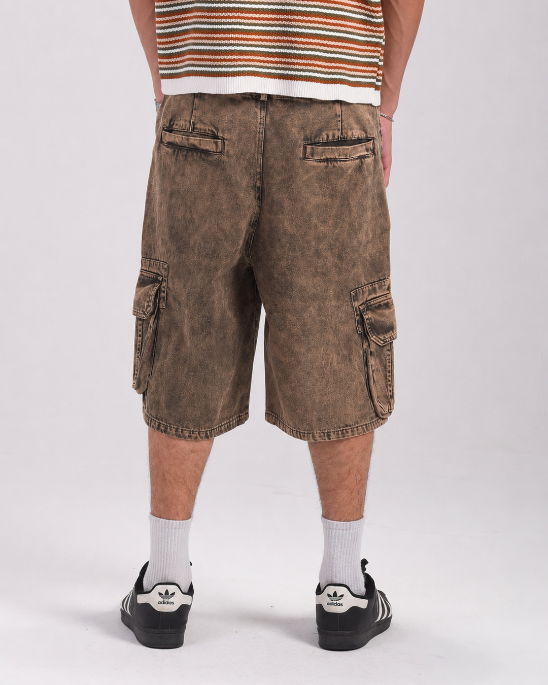 Brown washed shorts