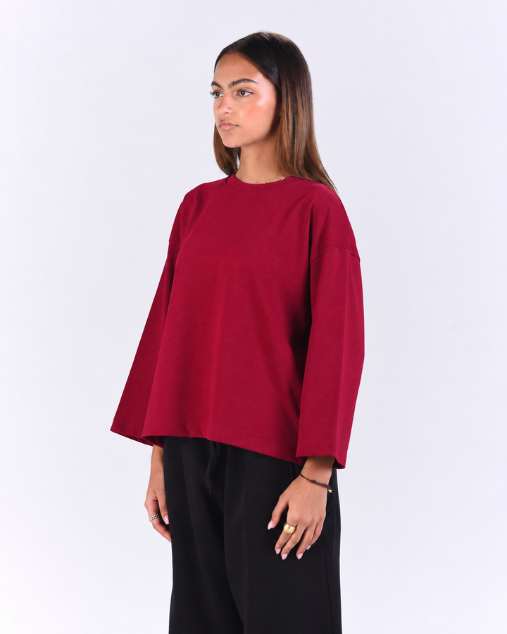Burgundy Boxy Long Sleeve