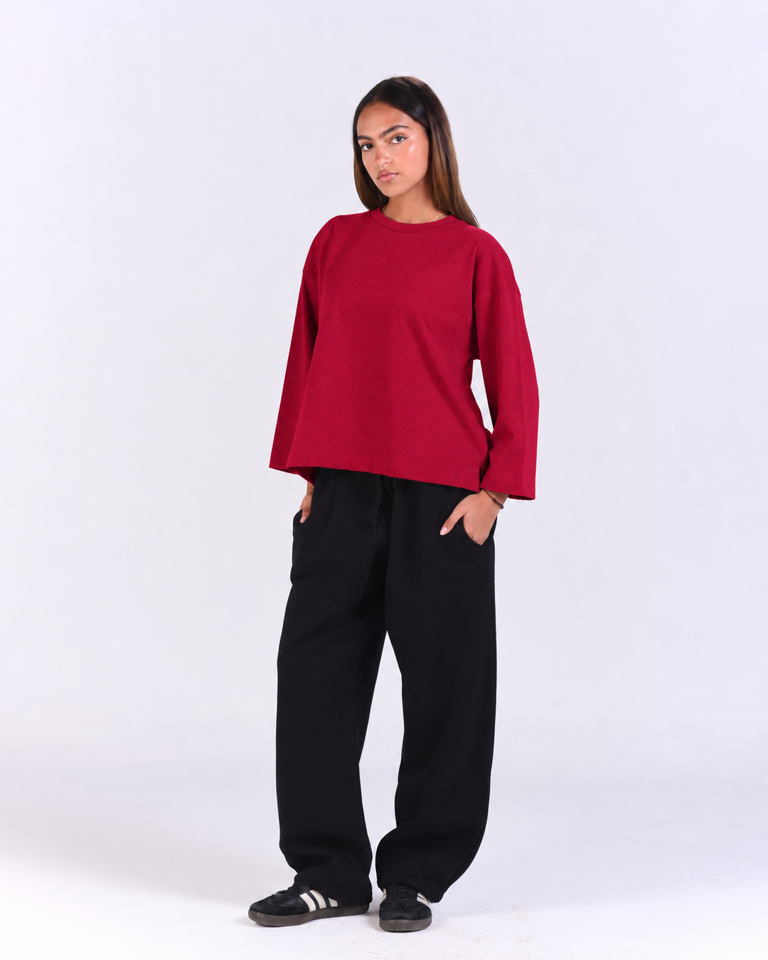 Burgundy Boxy Long Sleeve