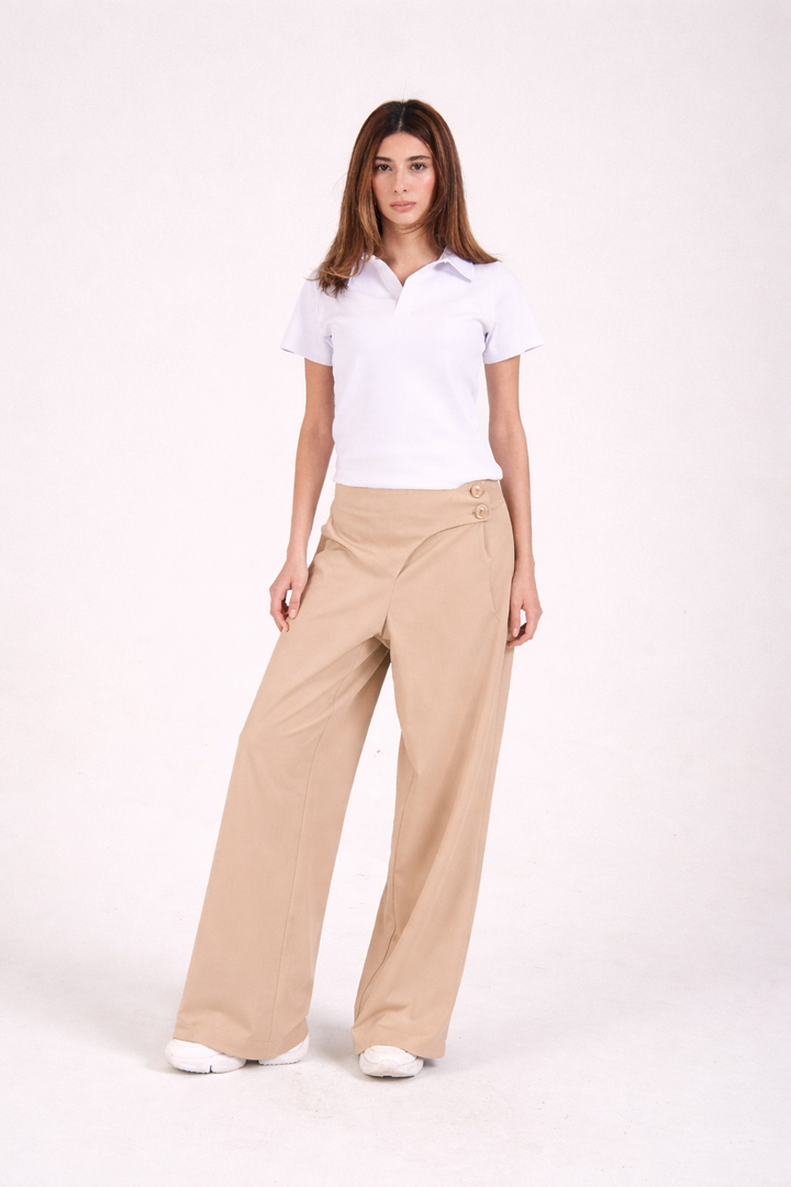 Beige Formal Pants