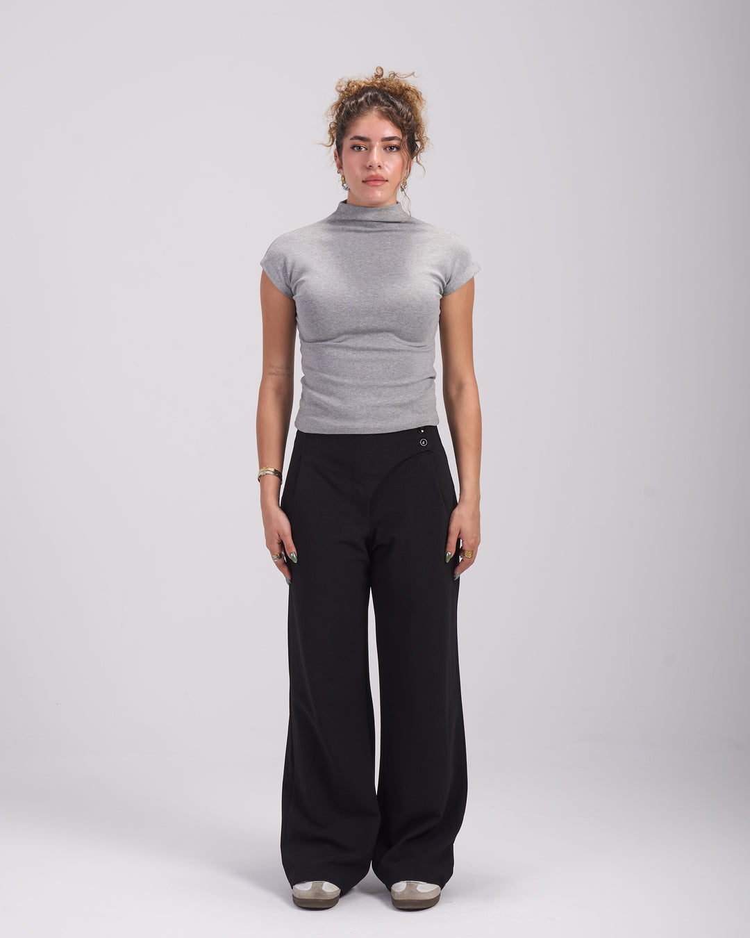 Grey Asian cut top
