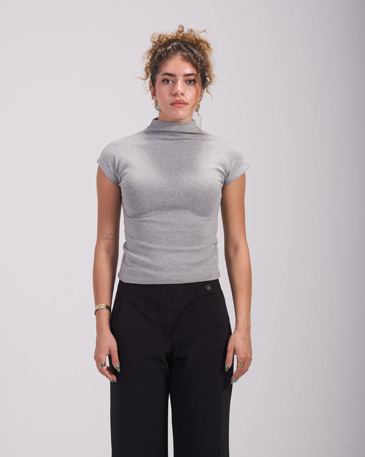 Grey Asian cut top