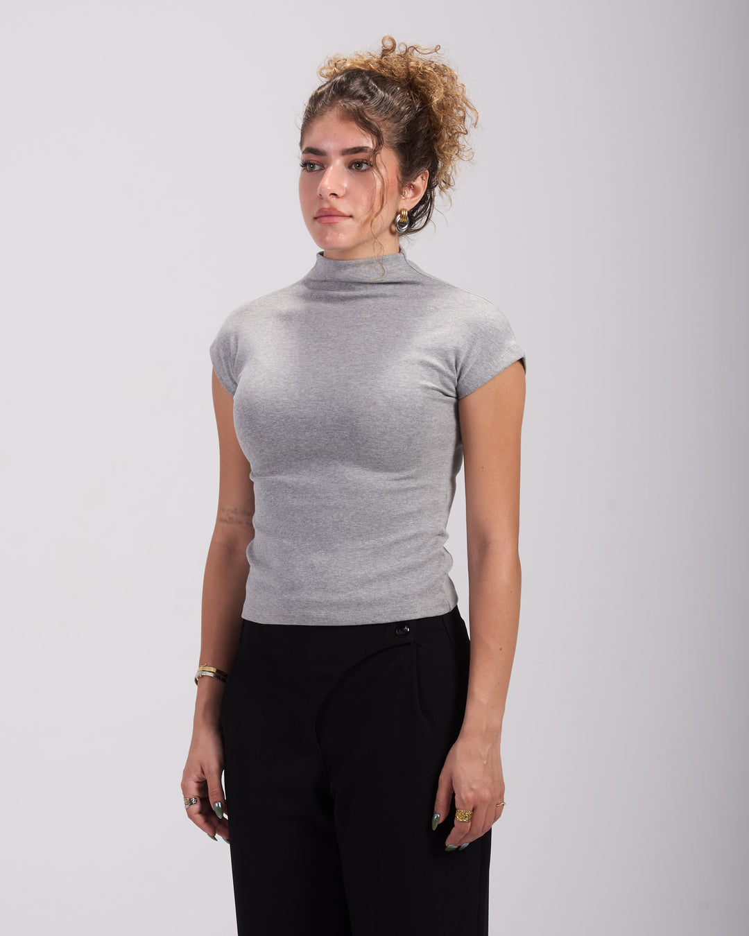 Grey Asian cut top