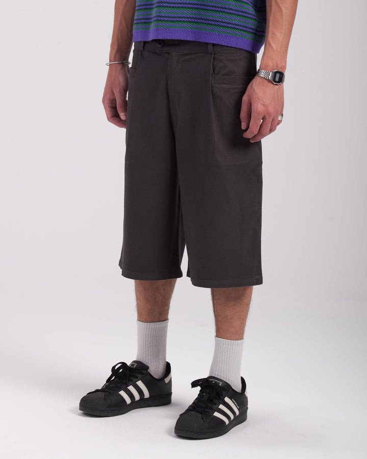 Charcoal pleated shorts