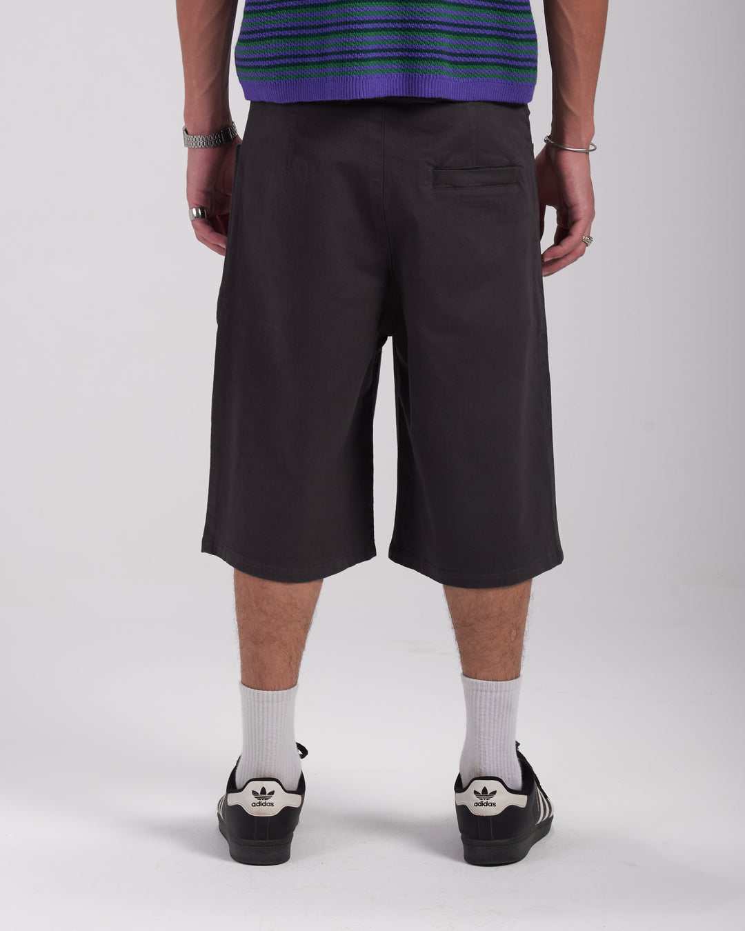 Charcoal pleated shorts