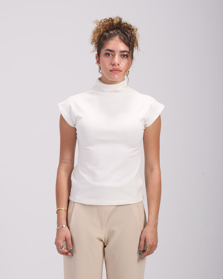 White Asian cut top