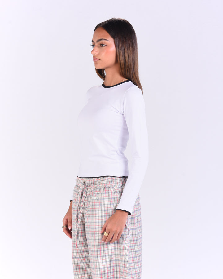 White Contrast Long sleeve