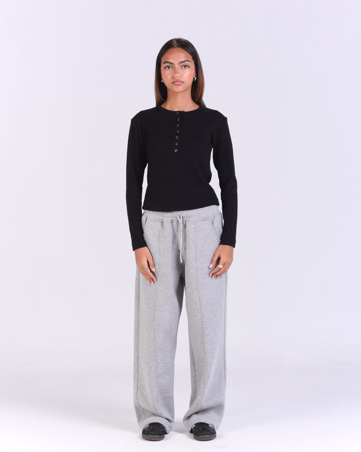 Black Snap Henley