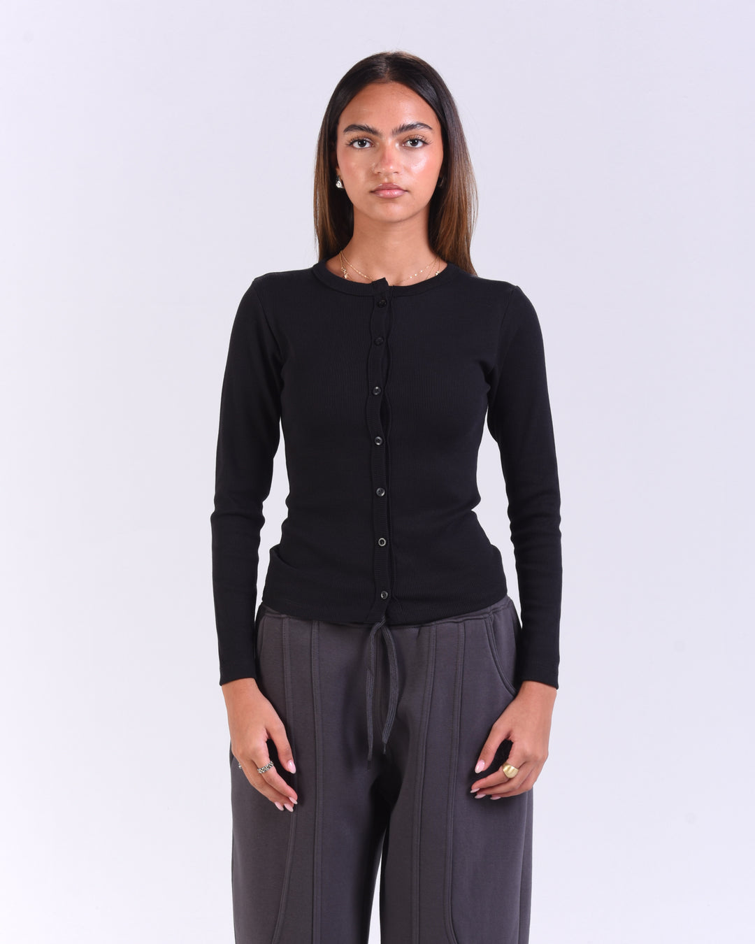 Black Rib Long Sleeve
