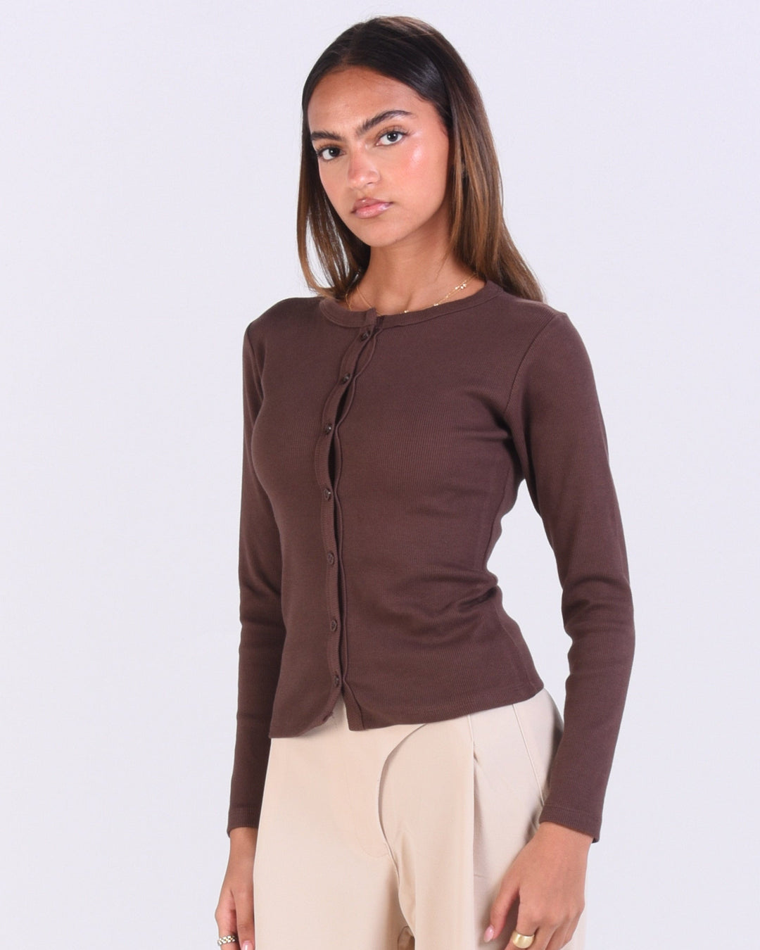 Brown Rib Long Sleeve