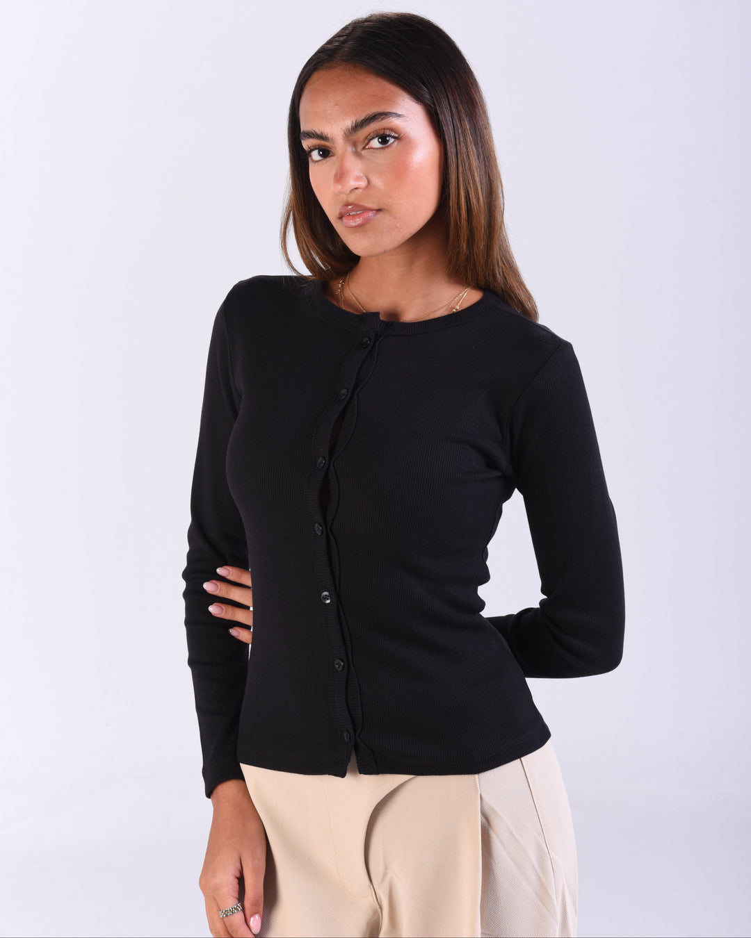 Black Rib Long Sleeve