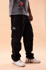 Black Stitches Cargo Pants