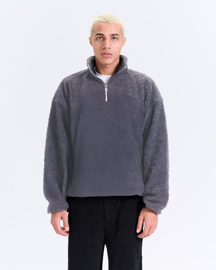 Charcoal fur quarter zipup