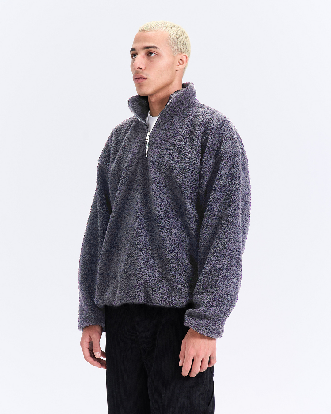Charcoal fur quarter zipup