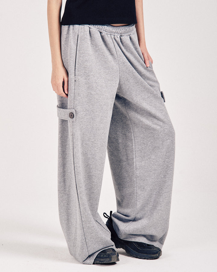 Grey Buttoned Summer Sweatpants
