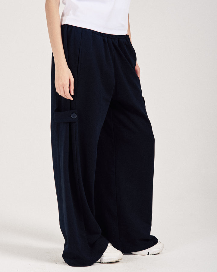 Black Buttoned Summer Sweatpants