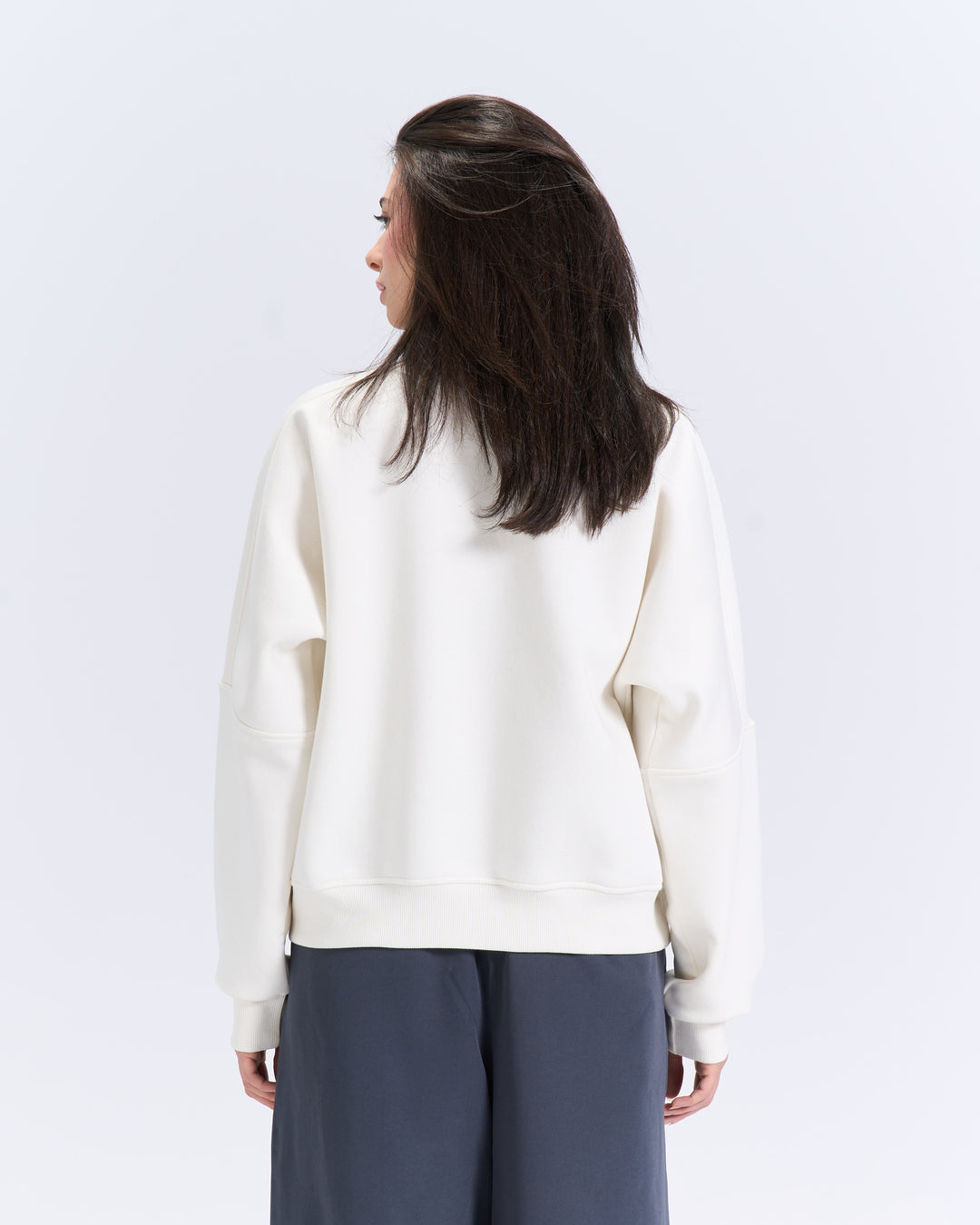 White quarter zipup top