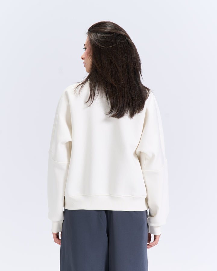 White quarter zipup top