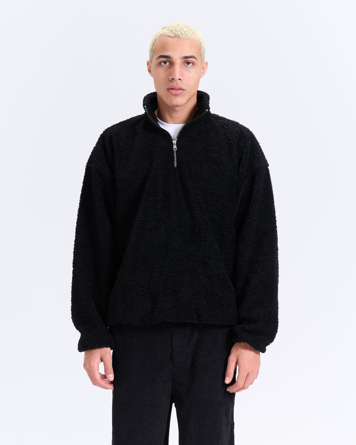 Black fur quarter zipup