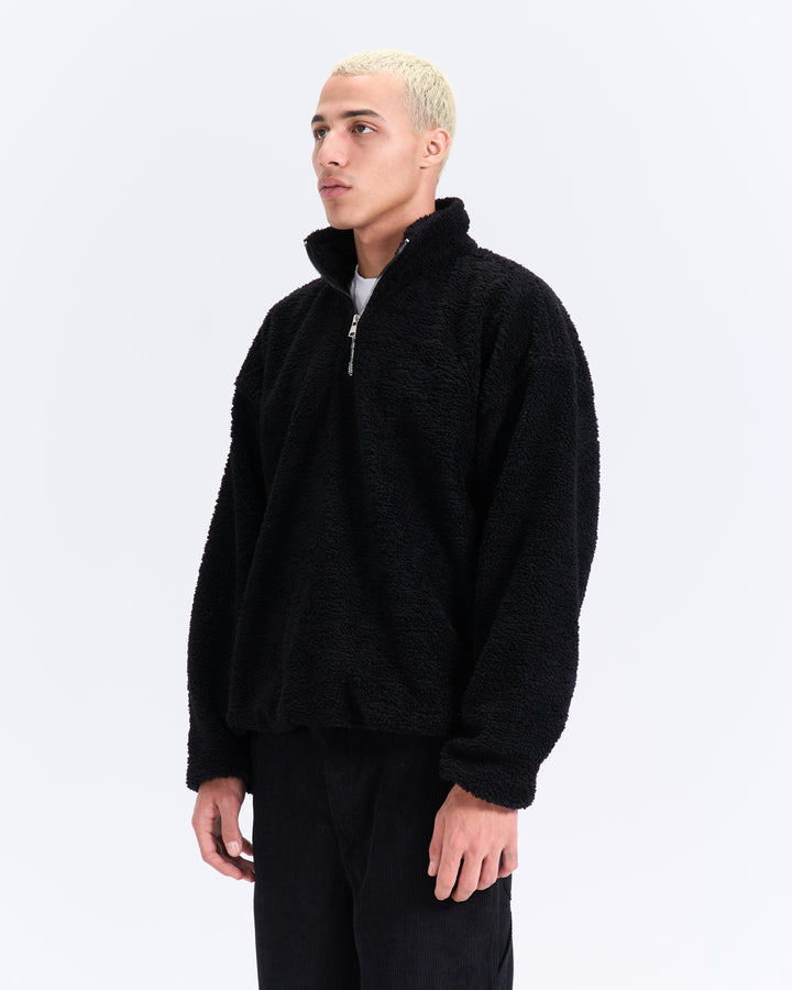 Black fur quarter zipup