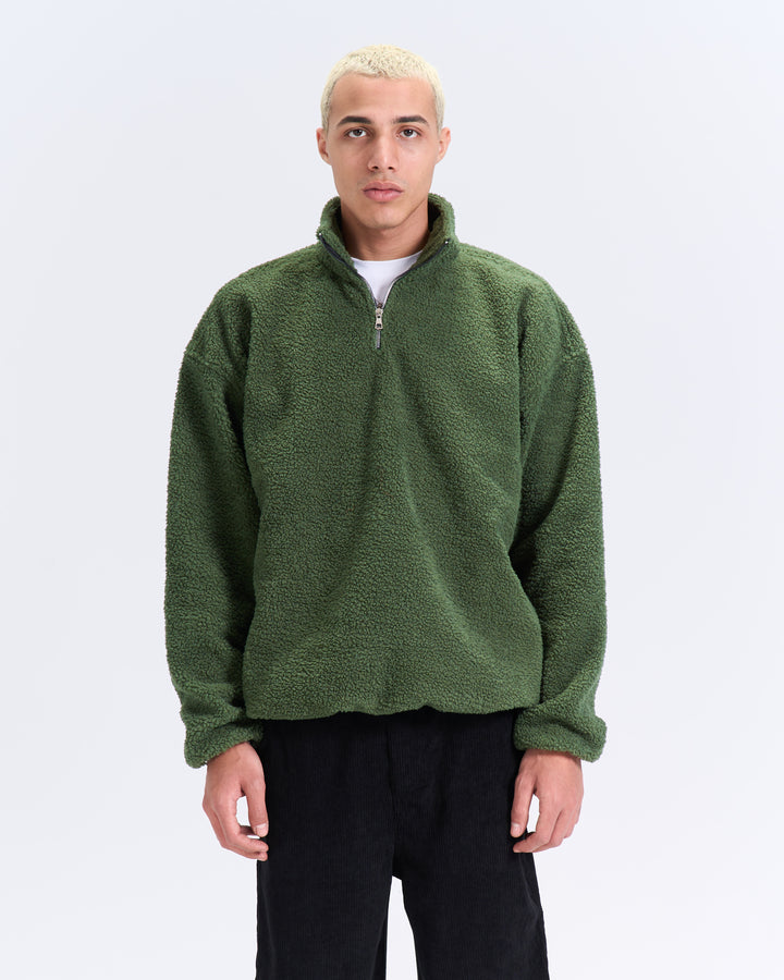 Green fur quarter zipup