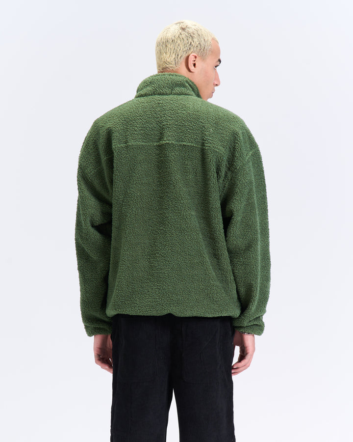 Green fur quarter zipup