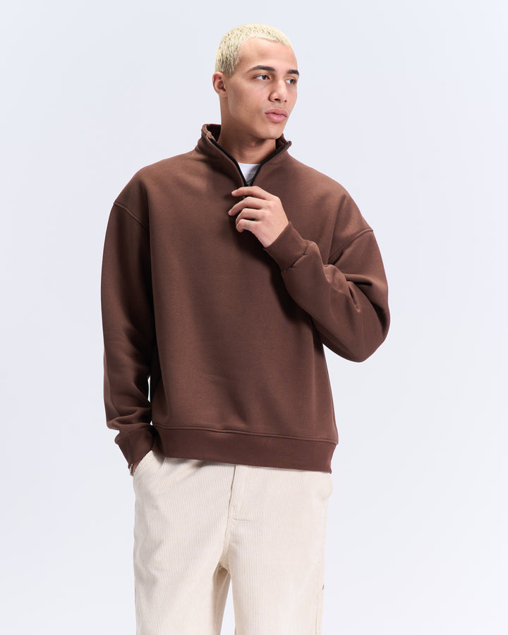 Brown quarter zipup