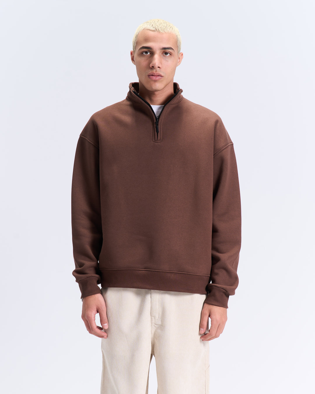 Brown quarter zipup