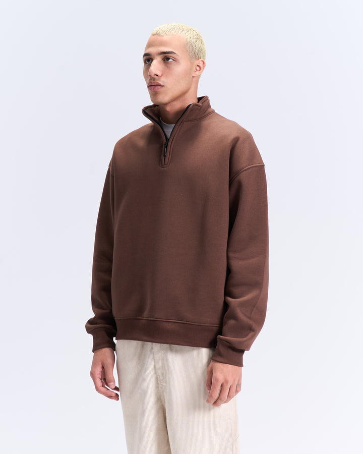 Brown quarter zipup
