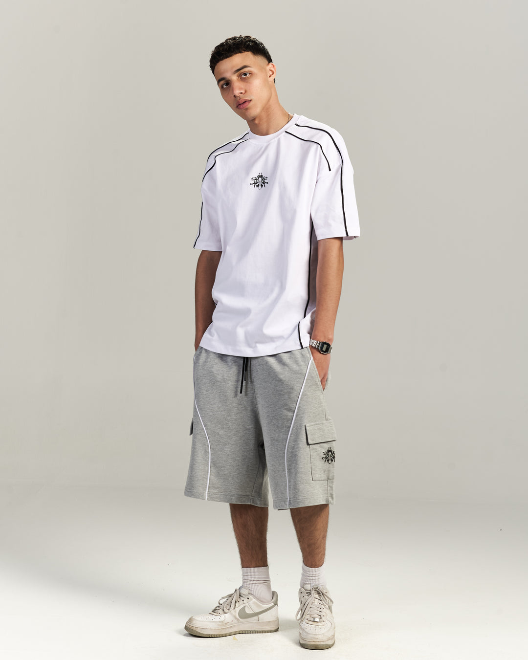 Grey Track-Shorts