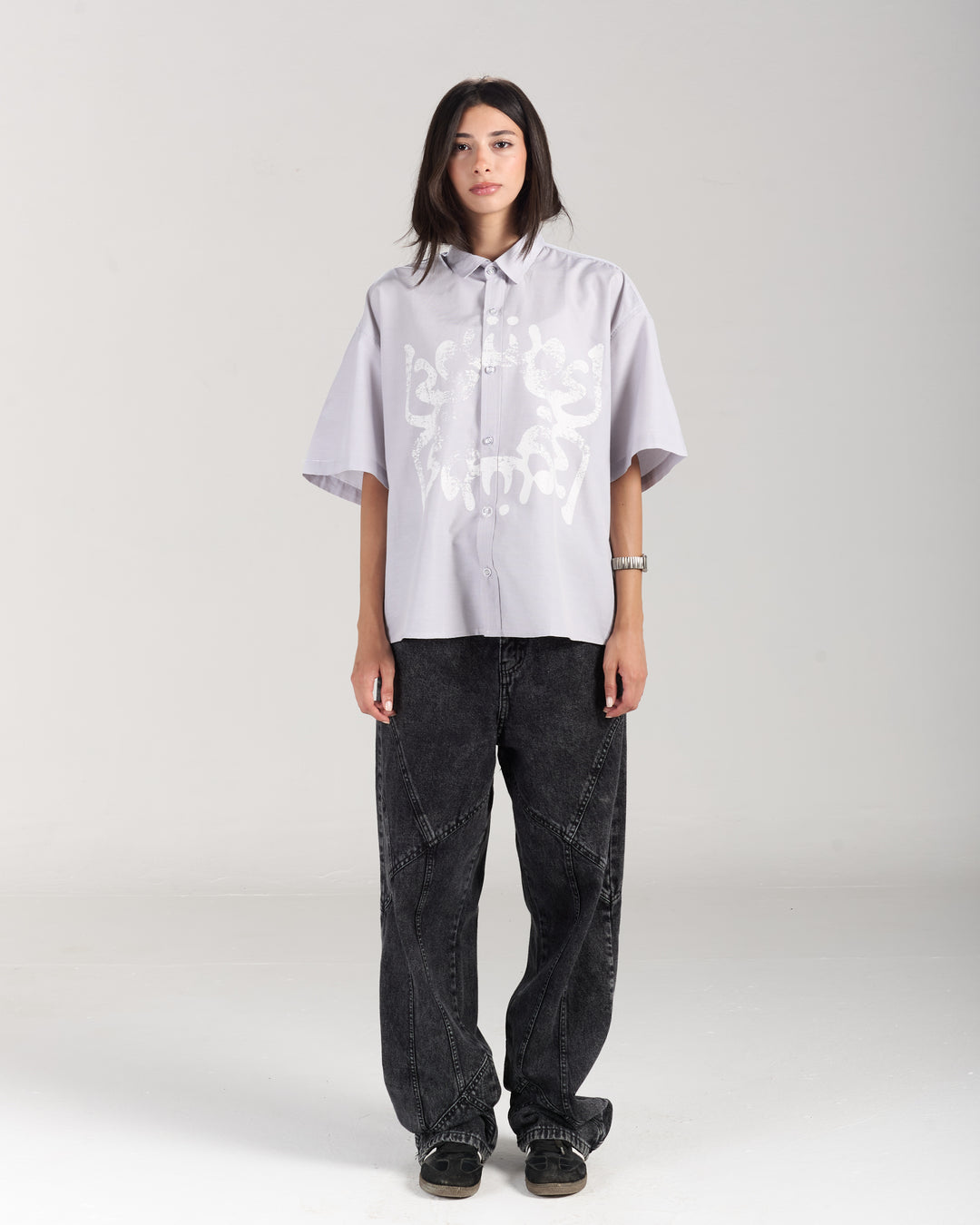 White Beetle Grey Shirt