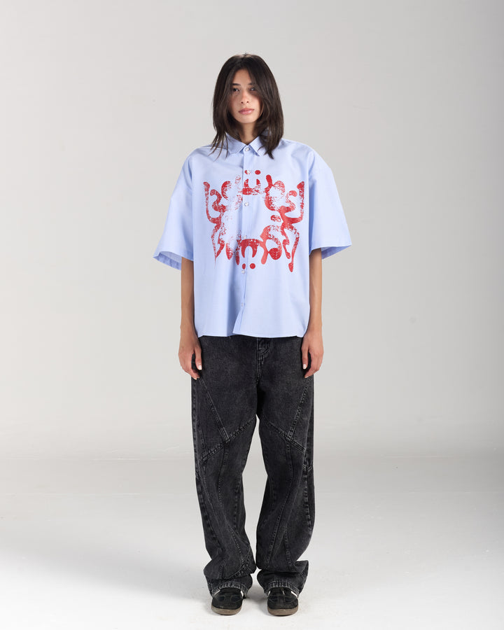 Red Beetle Blue Shirt