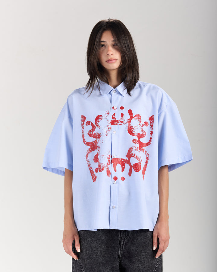 Red Beetle Blue Shirt