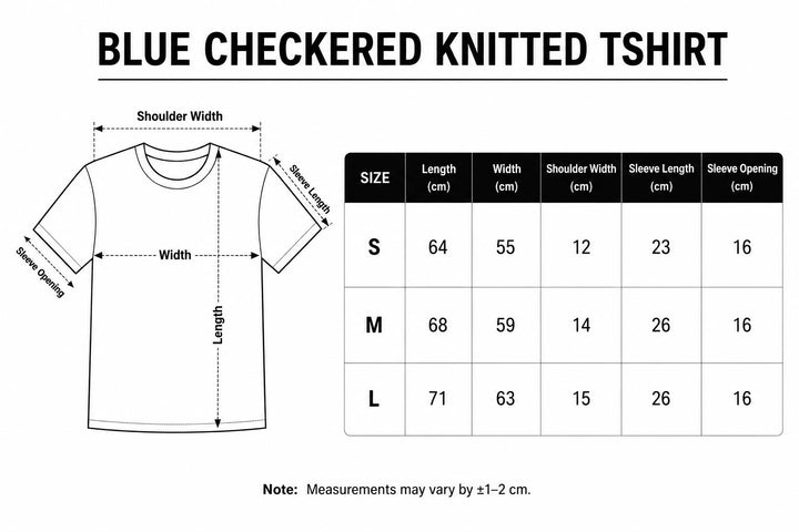 Blue Checkered Knitted Tshirt