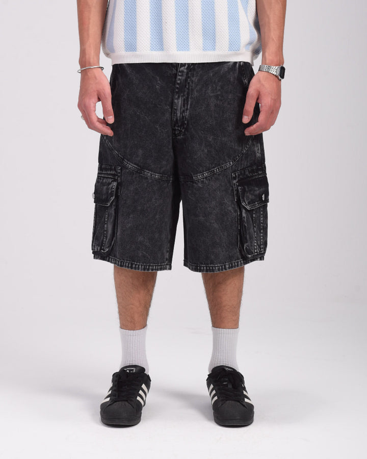 Black washed shorts