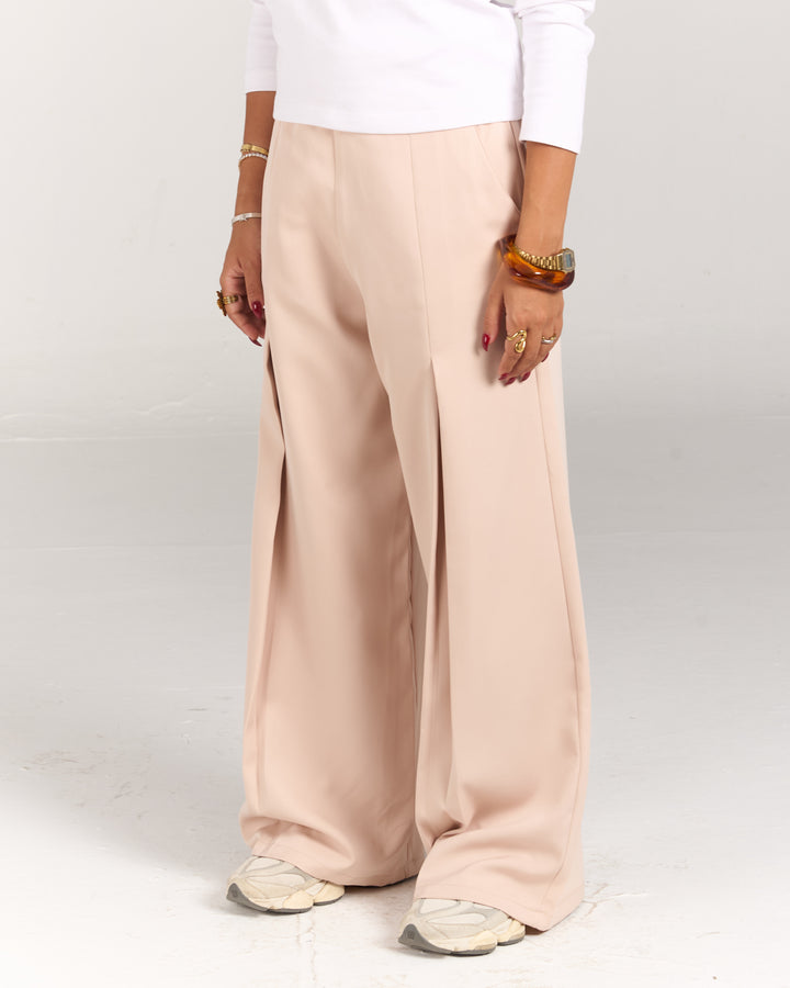 Beige Women Tilted Pants