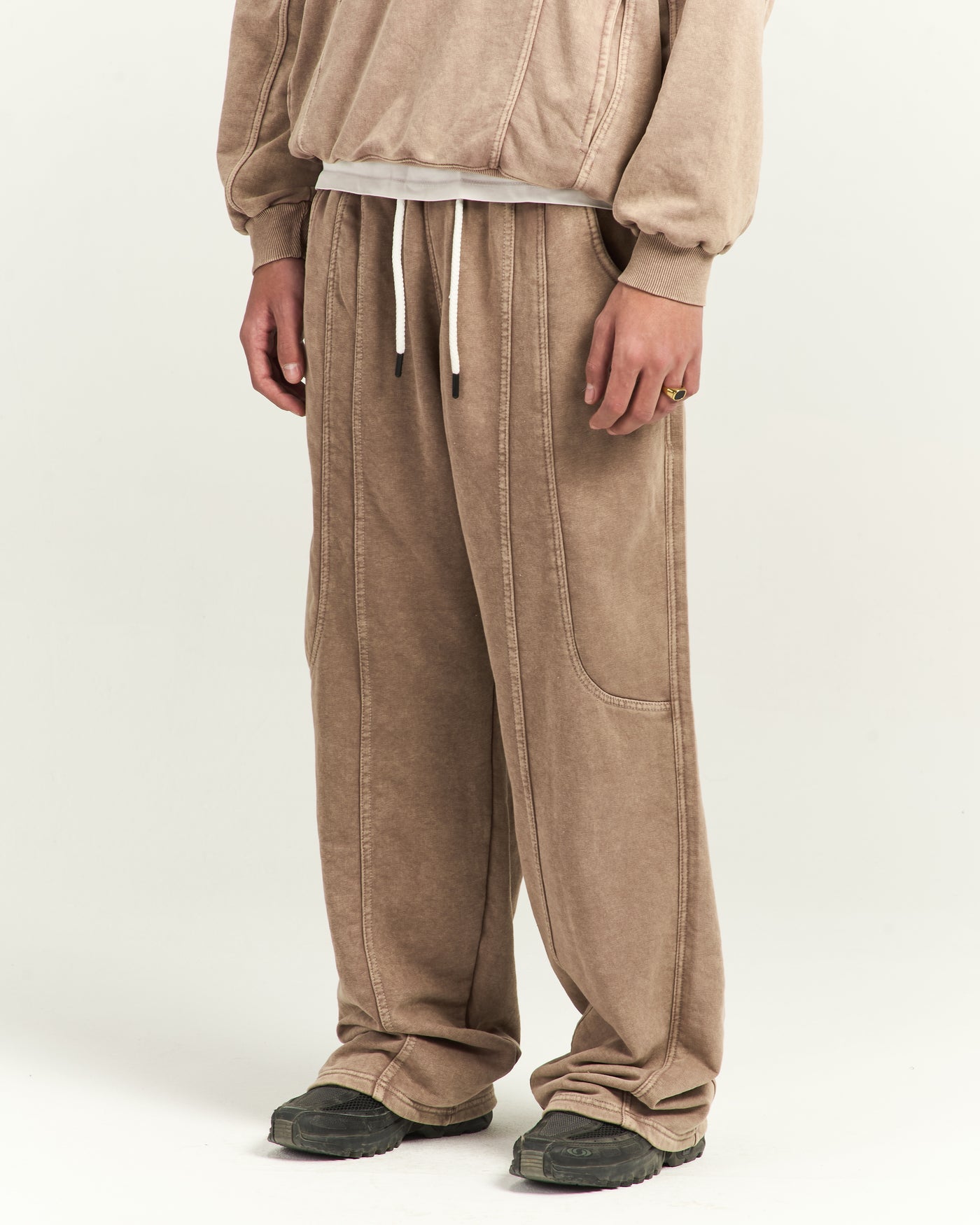 Beige Washed Sweatpants